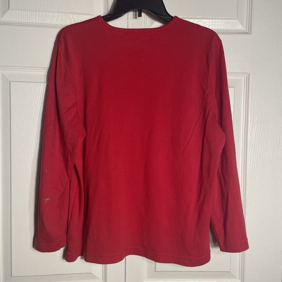 Mercer Street Studio Shirt Women Extra Large Red Christmas Cats Applique Holiday - Picture 4 of 13